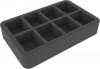 HS050BF02BO 50 mm (2 inch) half-size Figure Foam Tray for 8 large Flames of War Bases