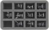 HS050WH13 50 mm (2 inch) half-size Figure Foam Tray with 12 cut outs for Necromunda - Goliath Gang