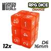 12x D6 16mm Dice - Orange